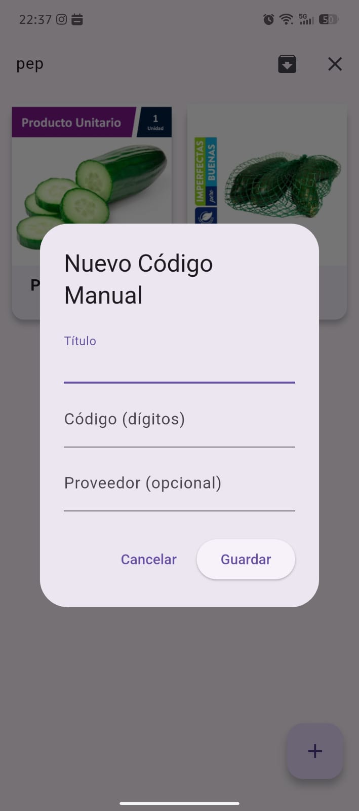 Vista de categorías