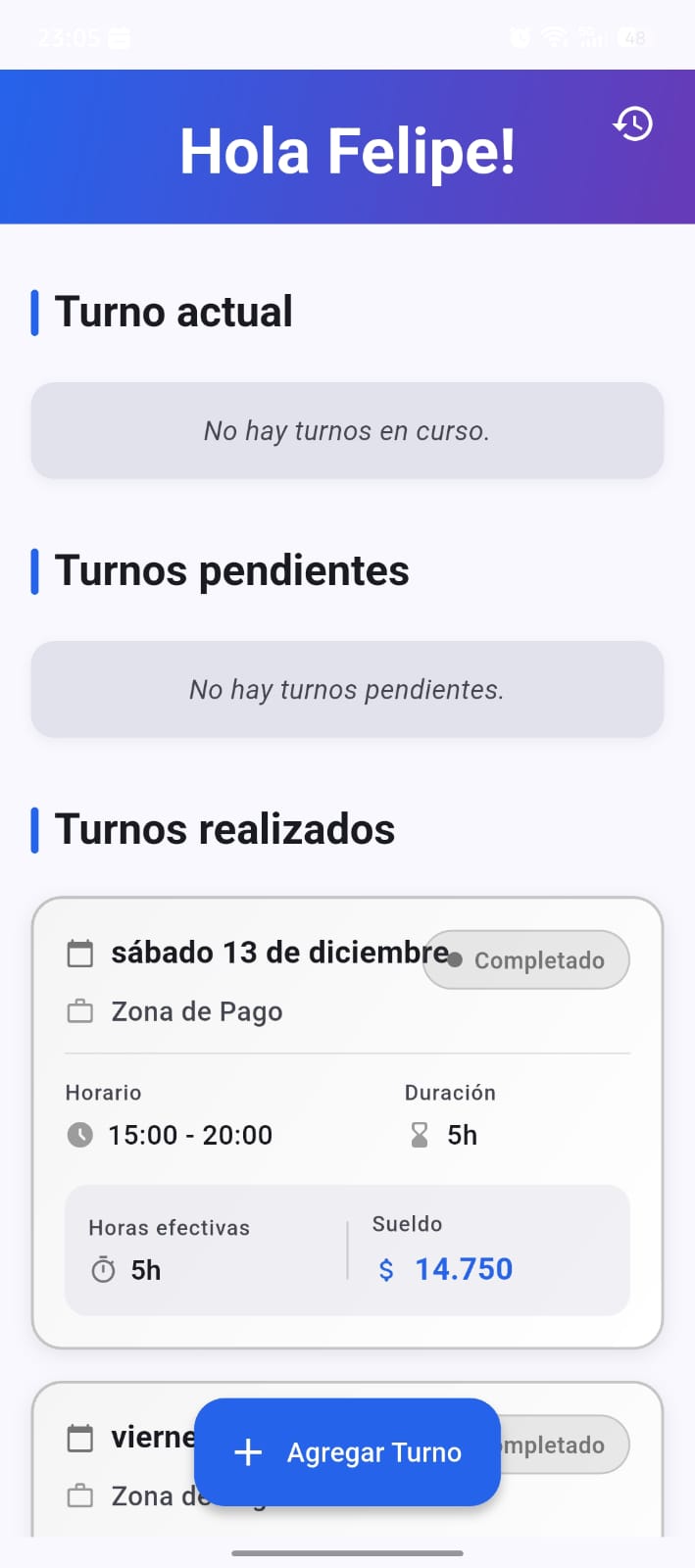 Calendario de turnos